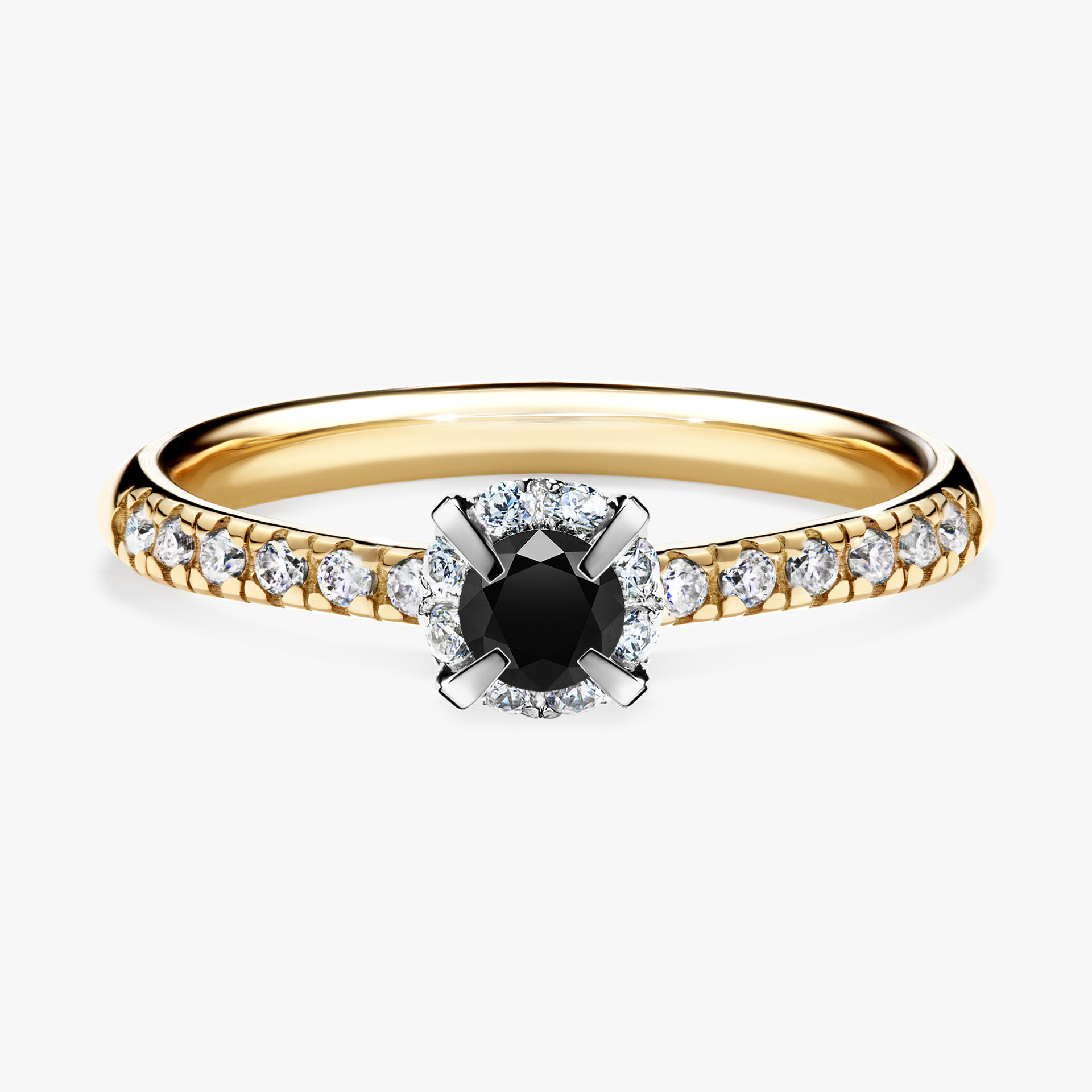 Pierścionek zaręczynowy My Princess z żółtego złota z czarnym diamentem 0,28ct